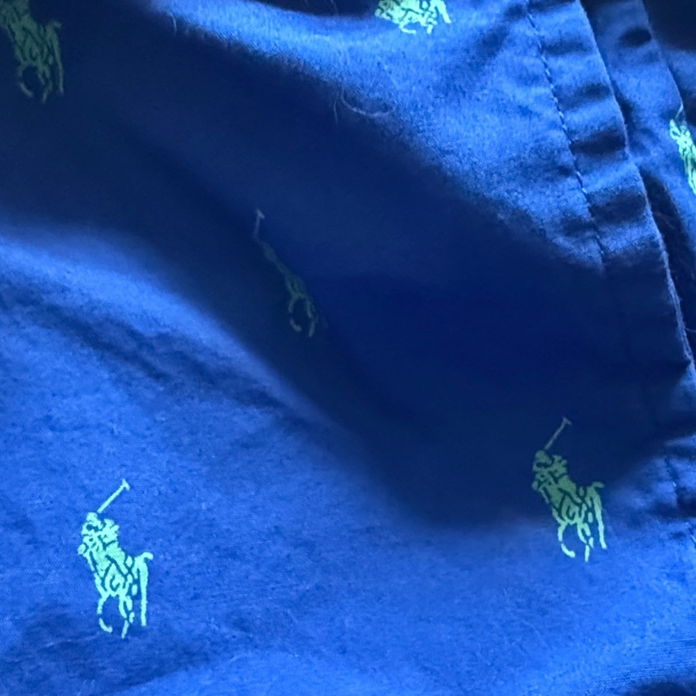 Polo by Ralph Lauren Men's Blue and green 100% Cotton sleep Shorts - Picture 4 of 4